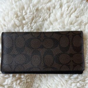 Coach Brown Patterned Check Book/Cash Wallet